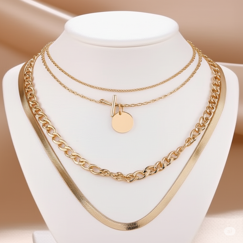 Savira Textured Coin Layered Necklace