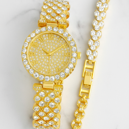 Luxe Radiance Gold Watch & Bracelet Set