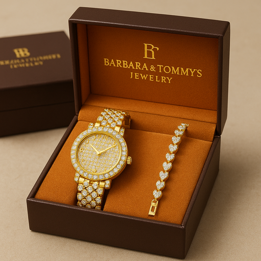 Luxe Radiance Gold Watch & Bracelet Set