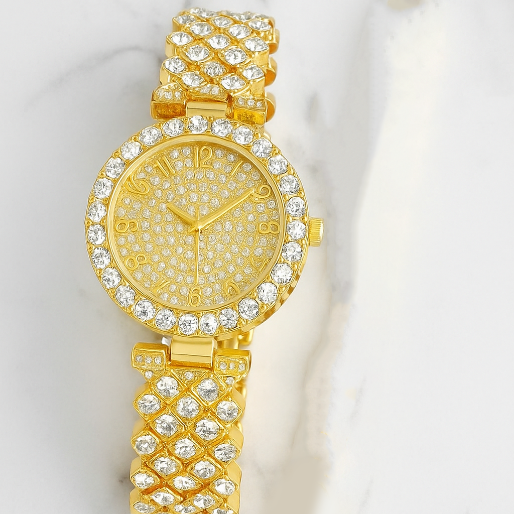 Luxe Radiance Gold Watch & Bracelet Set
