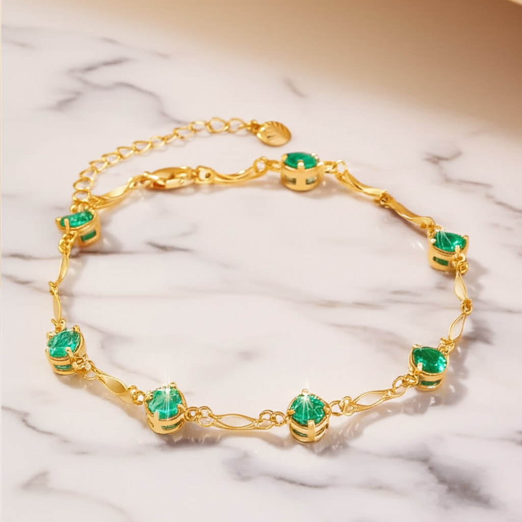 Emerald Link Chain Bracelet