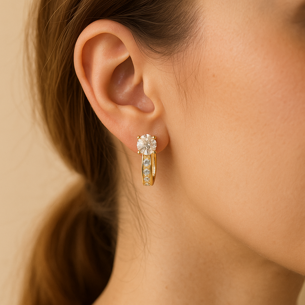 Channel Moissanite Huggie Earrings