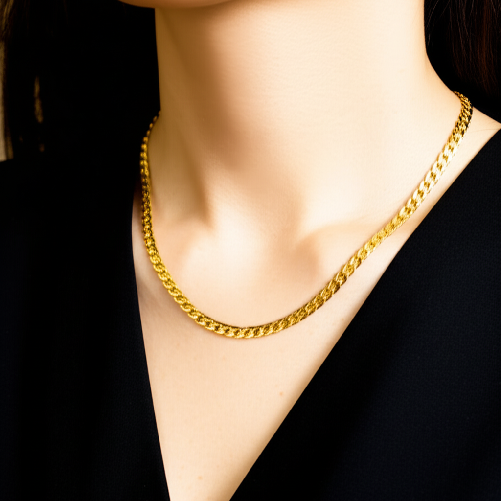 Flat Link Curb Chain Necklace